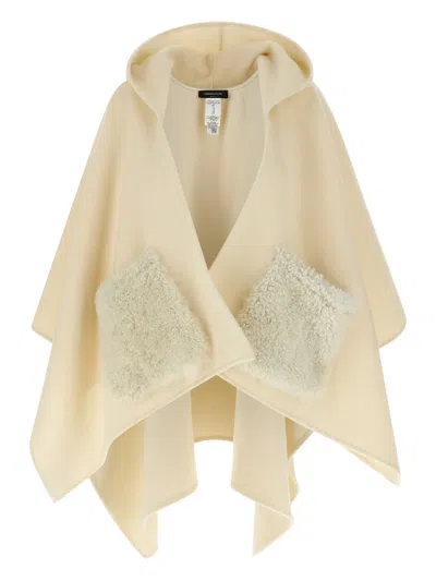 FABIANA FILIPPI HOODED SHEARLING-POCKET CAPE