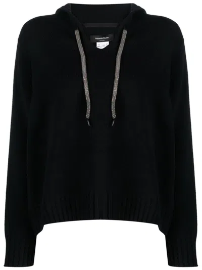 Fabiana Filippi Hooded V-neck Jumper In Black