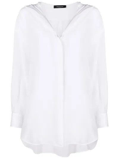Fabiana Filippi Hooded V-neck Shirt In White