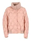 Fabiana Filippi Horizontal Quilt Bomber Jacket In Ultra-lightweight Fabric In Pink