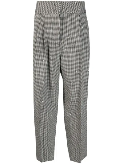 Fabiana Filippi Houndstooth Pleated Tailored Trousers In Black