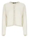 Fabiana Filippi Ivory Cotton Cardigan With Sequins And Lurex Details