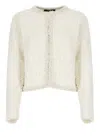 Fabiana Filippi Fringe-trim Sequin Tweed Cardigan In Neutrals