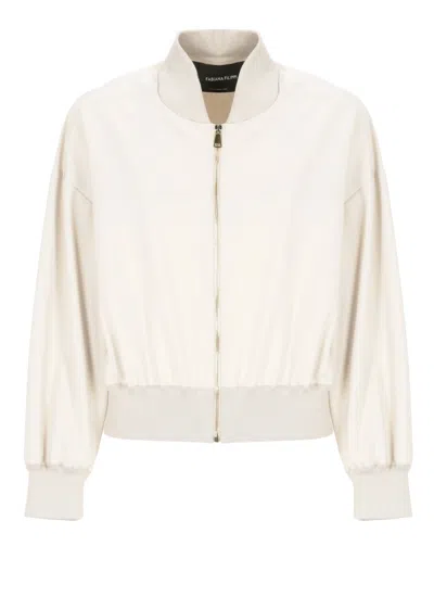 Fabiana Filippi Ivory Lightpoint Detail Bomber Jacket In Neutral