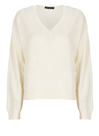 Fabiana Filippi Ivory Lightpoint Detail V-neck Sweater In Multi