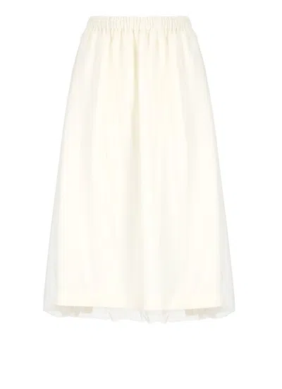 Fabiana Filippi Ivory Viscose And Linen Skirt In White