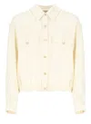Fabiana Filippi Bomber Jacket With Front Pockets And Diamond Thread In Neutrals