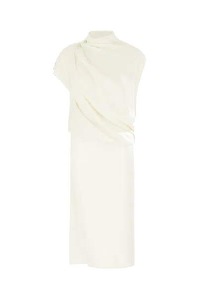 Fabiana Filippi Draped Design Viscose Blend Dress In White