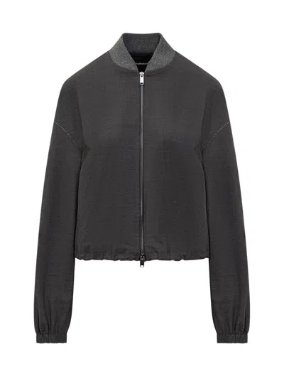 Fabiana Filippi Zipped Stretch Cuff Bomber In Black