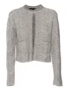 Fabiana Filippi Lurex Tweed Crew Neck Cardigan In Gray