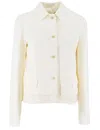 Fabiana Filippi Single-breasted Jacket With Organza Band Detail In Bianco