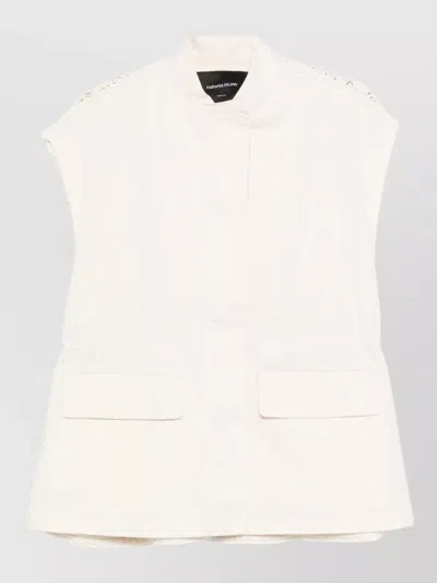 Fabiana Filippi Jacket Crochet Back Front Flap Pockets In White