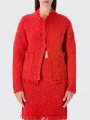 Fabiana Filippi Textured Knit Jacket Frayed Edges In Black