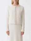 Fabiana Filippi Ivory Cotton Cardigan With Sequins And Lurex Details In White
