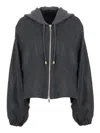 Fabiana Filippi Flannel Wide Bomber With Pepita Detail In Gray