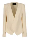 Fabiana Filippi Cady Flared Jacket With Filo Diamante Piercing In Neutral