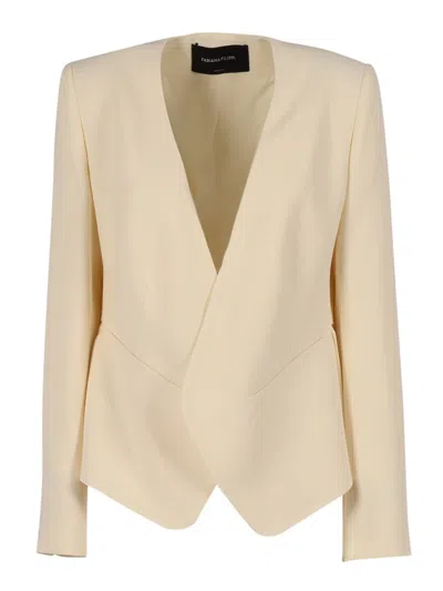 Fabiana Filippi Cady Flared Jacket With Filo Diamante Piercing In Neutral