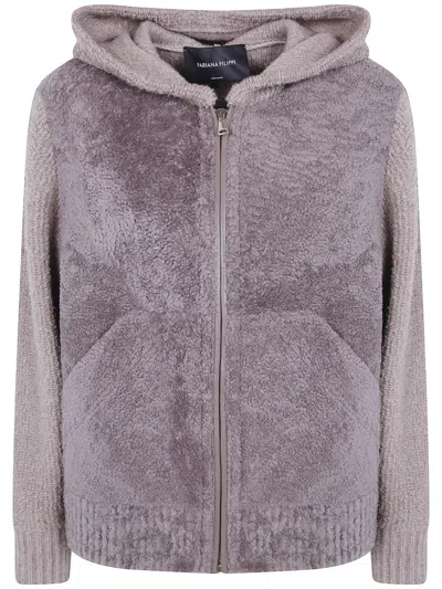 Fabiana Filippi Jacket Shearling Bomber In Purple