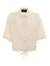 Fabiana Filippi Viscose Linen Short Sleeve Shirt With Bottom Drawsting In White