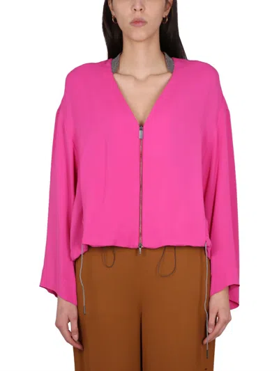 Fabiana Filippi Jacke Mit V-ausschnitt In Fucsia