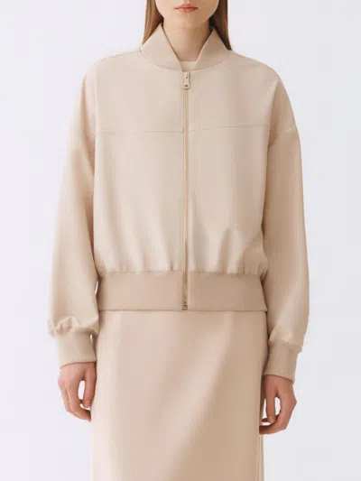 Fabiana Filippi Short Jacket High Collar Crewneck Sleeves In Neutral