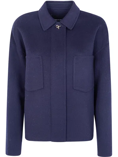 Fabiana Filippi Jacket Wool Double Cropped In Blue