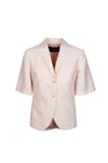 Fabiana Filippi Cotton And Silk Short-sleeved Mikado Jacket In Pink