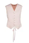 Fabiana Filippi Back Tie Sleeveless V Neck Button Jacket In Pink