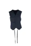 Fabiana Filippi Back Tie Sleeveless Jackets In Midnight Blue