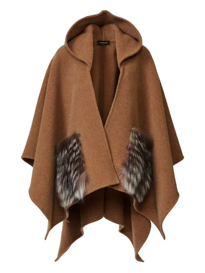 Fabiana Filippi Hooded Cloak In Brown