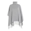 Fabiana Filippi Fringed Turtleneck Cape Soft Texture In Gray