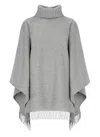 Fabiana Filippi Fringed Knitted Cape In Grey