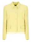 Fabiana Filippi Wool Linen Hopsack Fitted Jacket With Organza Band In Yellow