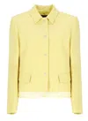 Fabiana Filippi Wool Linen Hopsack Fitted Jacket With Organza Band In Yellow