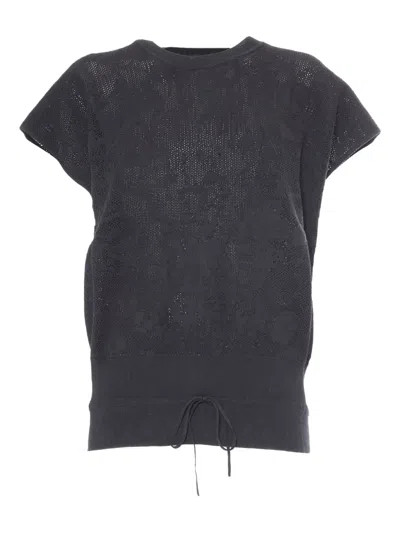 FABIANA FILIPPI JACQUARD FLORAL CREWNECK TOP