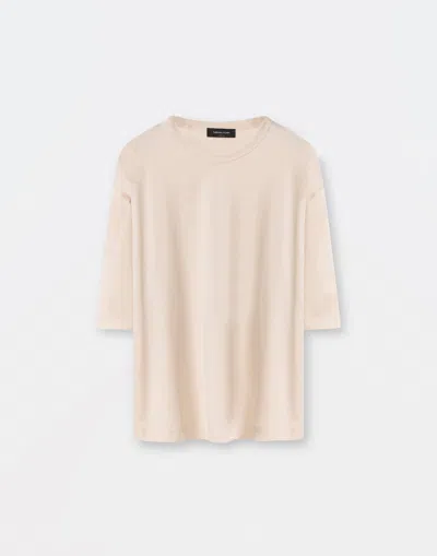Fabiana Filippi Satin-detailed Cotton T-shirt In Dusty Pink