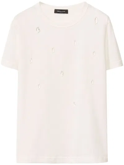 Fabiana Filippi Jersey T-shirt With All-over Embroidery In White