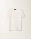Fabiana Filippi Short-sleeved Jersey Top With Subtle Embellishments In White
