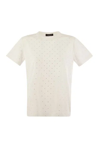 Fabiana Filippi Jersey T-shirt With All Over Embroidery In White