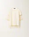 Fabiana Filippi Jersey T-shirt With Asimmetric Tulle Layer In Yellow
