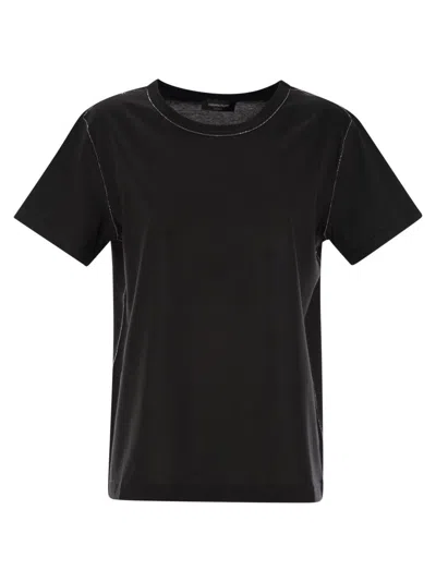 Fabiana Filippi Jersey T-shirt With Diamond Thread Detailing In Black