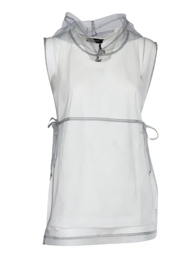 Fabiana Filippi Jersey Tank Top With Hooded Tulle Layer In Gray