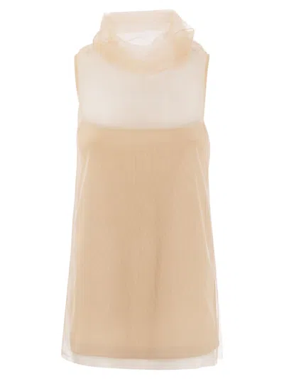 FABIANA FILIPPI JERSEY TOP WITH TULLE