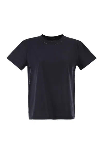 Fabiana Filippi Jersey T-shirt With Luminous Thread In Black