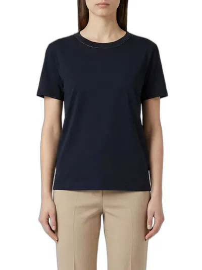 Fabiana Filippi Jersey T-shirt With Luminous Thread In Blue