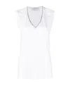 Fabiana Filippi Chic Cotton Jersey T-shirt With Elegant V-neck And Subtle Detailing In White