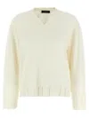 Fabiana Filippi Sweater V-neck Ribbed Cuffs Hem Neckline In White