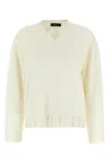 Fabiana Filippi Sweater V-neck Ribbed Cuffs Hem Neckline In Sand