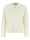 Fabiana Filippi Sweater V-neck Ribbed Cuffs Hem Neckline In White
