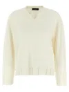 Fabiana Filippi Sweater V-neck Ribbed Cuffs Hem Neckline In White